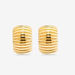 MEGA Large Step Earrings Brass 14K Gold Vermeil